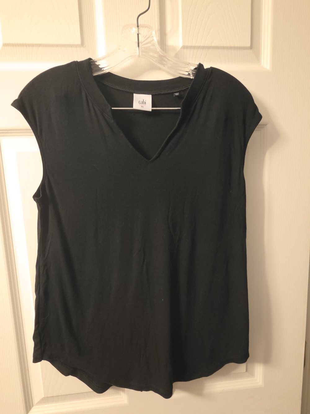 CAbi Black V-Neck Cap Sleeve Tank Top